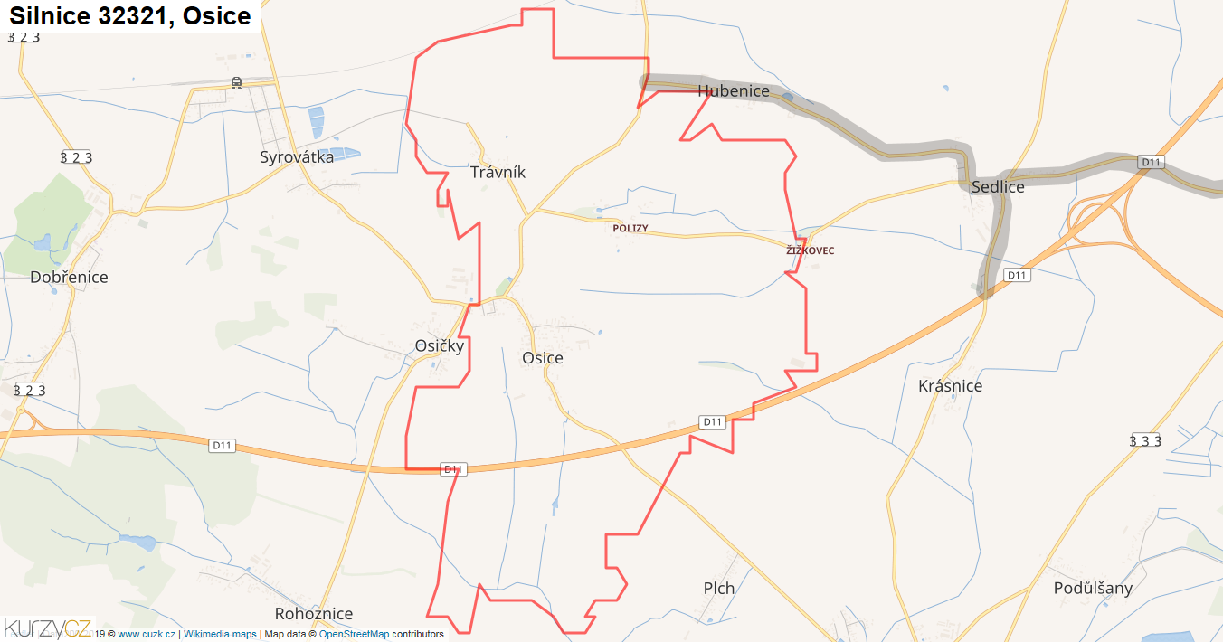 Osice, Silnice 32321 - Mapa