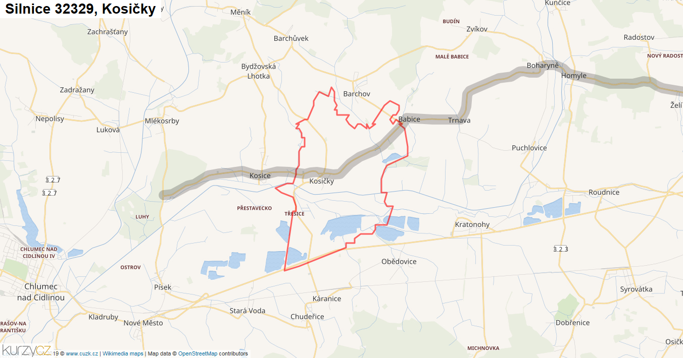 Kosičky, Silnice 32329 - Mapa