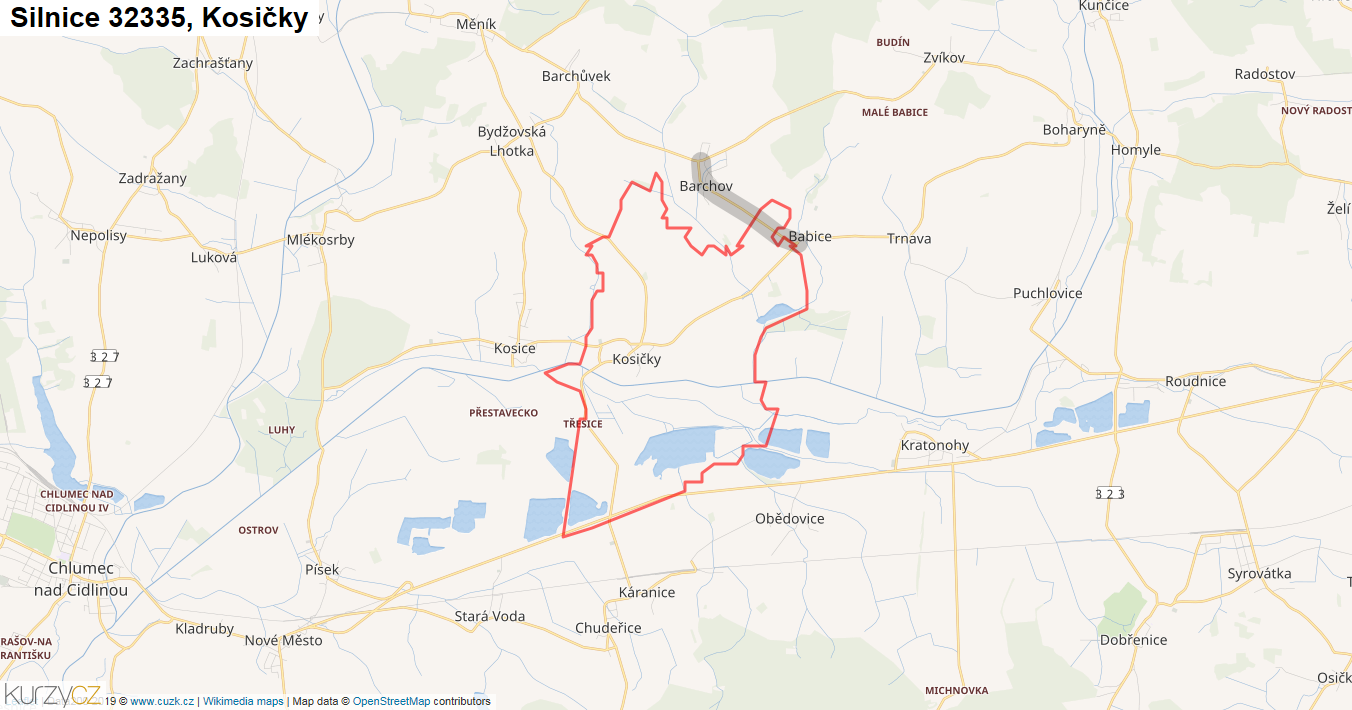 Kosičky, Silnice 32335 - Mapa