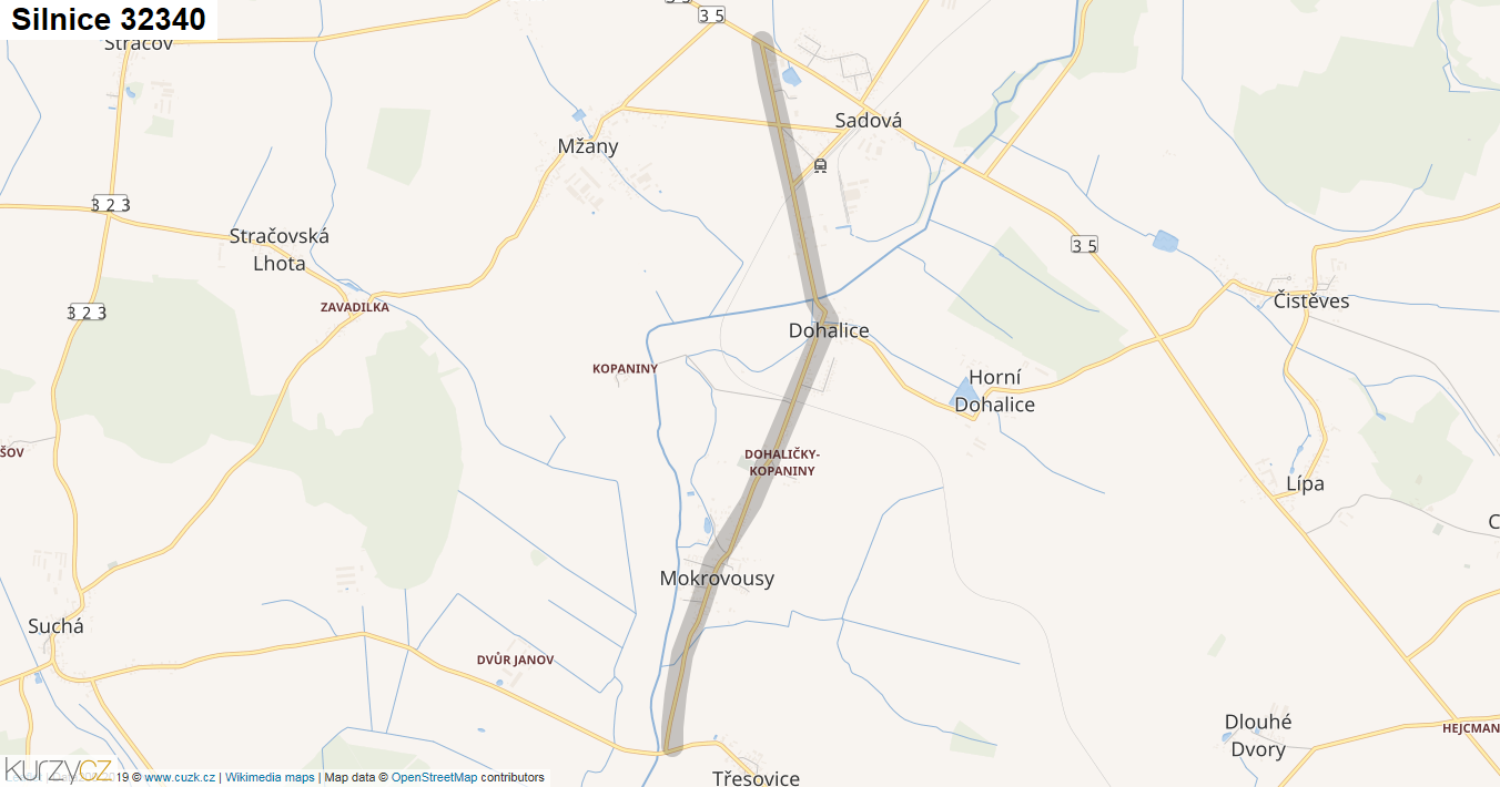 Silnice 32340 - mapa Silnice 32340