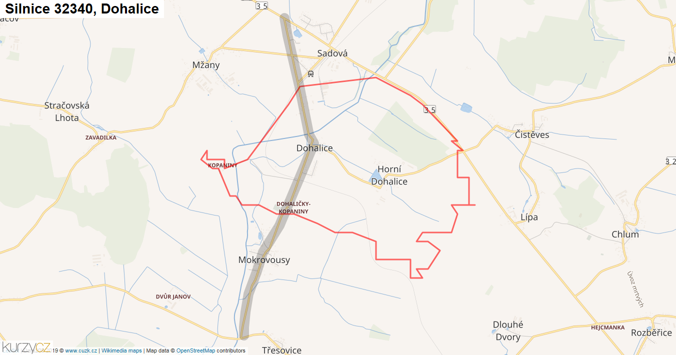 Dohalice, Silnice 32340 - Mapa