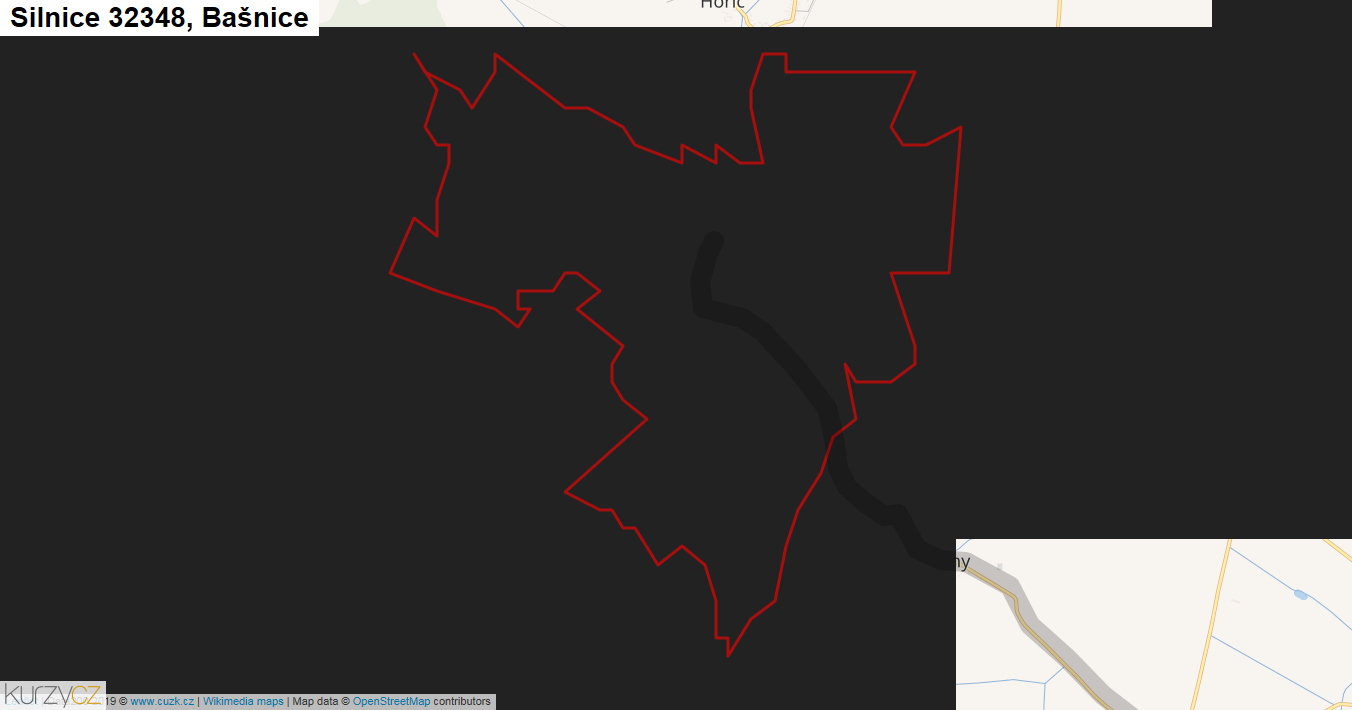 Bašnice, Silnice 32348 - Mapa