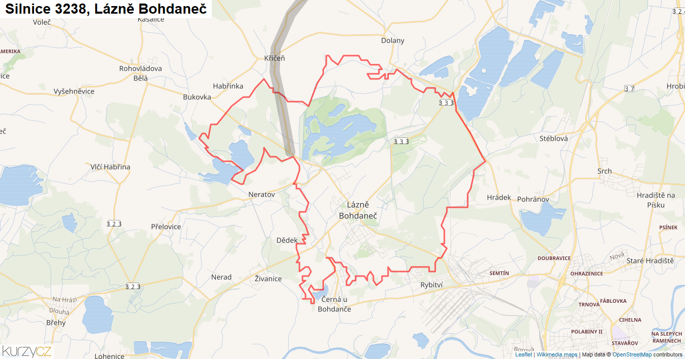 Lázně Bohdaneč, Silnice 3238 - Mapa