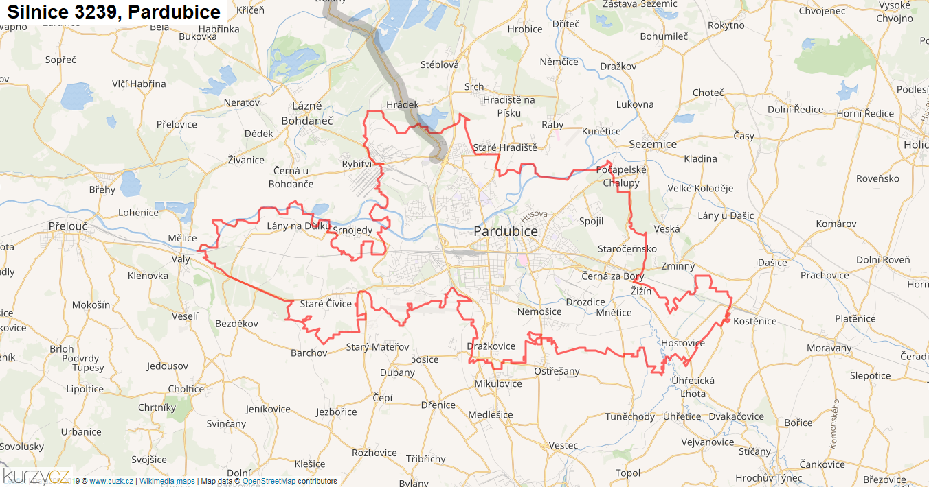 Pardubice, Silnice 3239 - Mapa