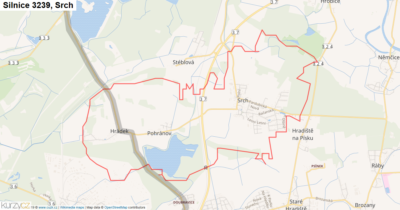 Srch, Silnice 3239 - Mapa
