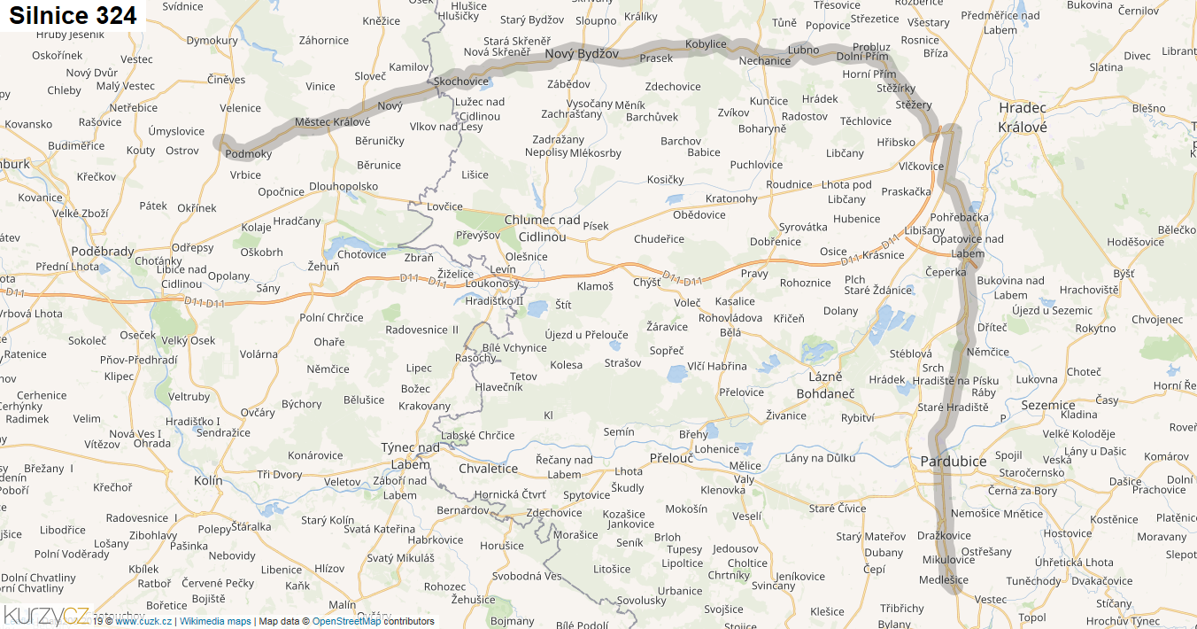 Silnice 324 - mapa Silnice 324