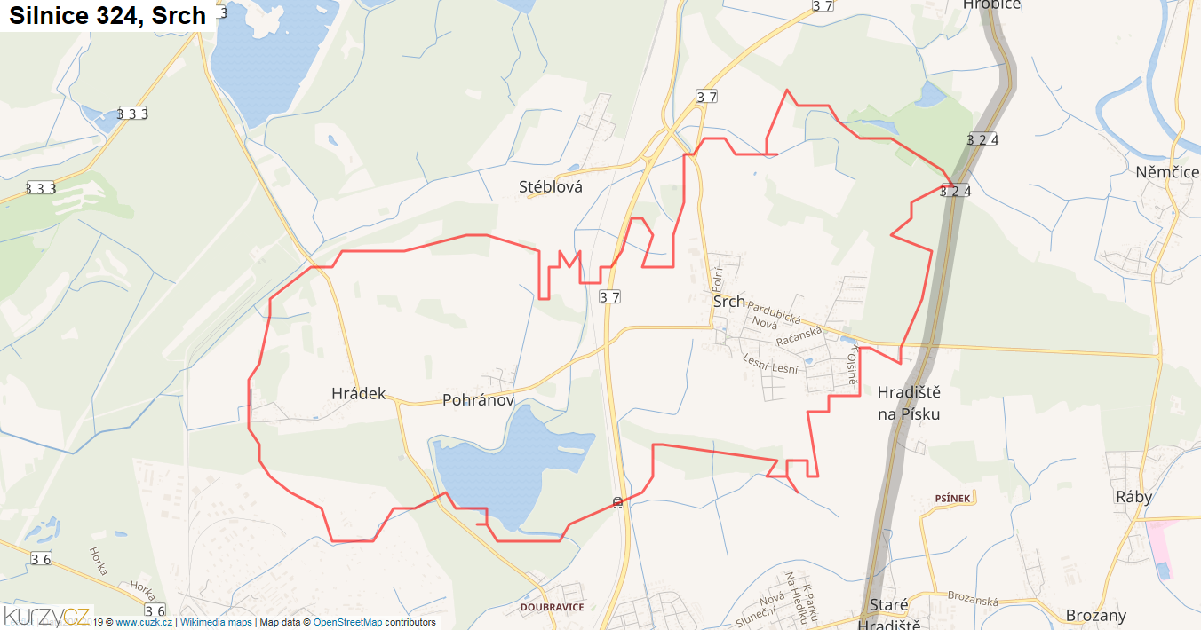 Srch, Silnice 324 - Mapa