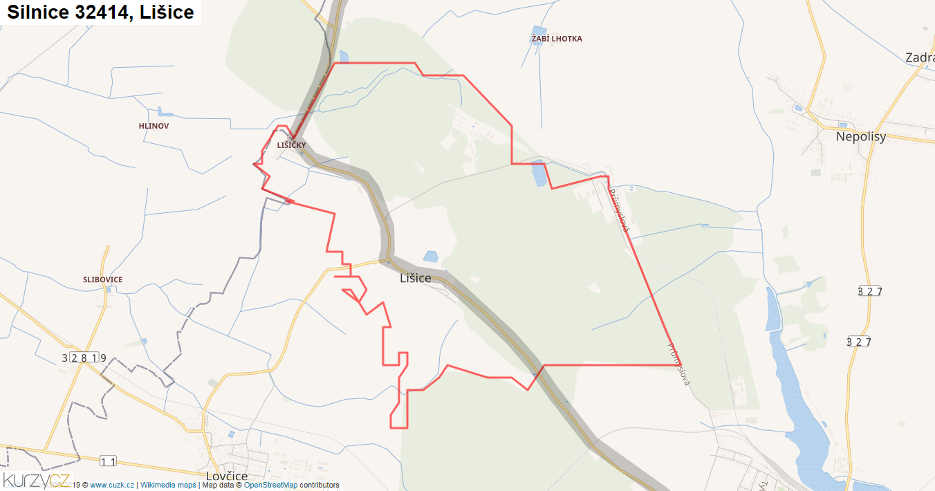 Lišice, Silnice 32414 - Mapa