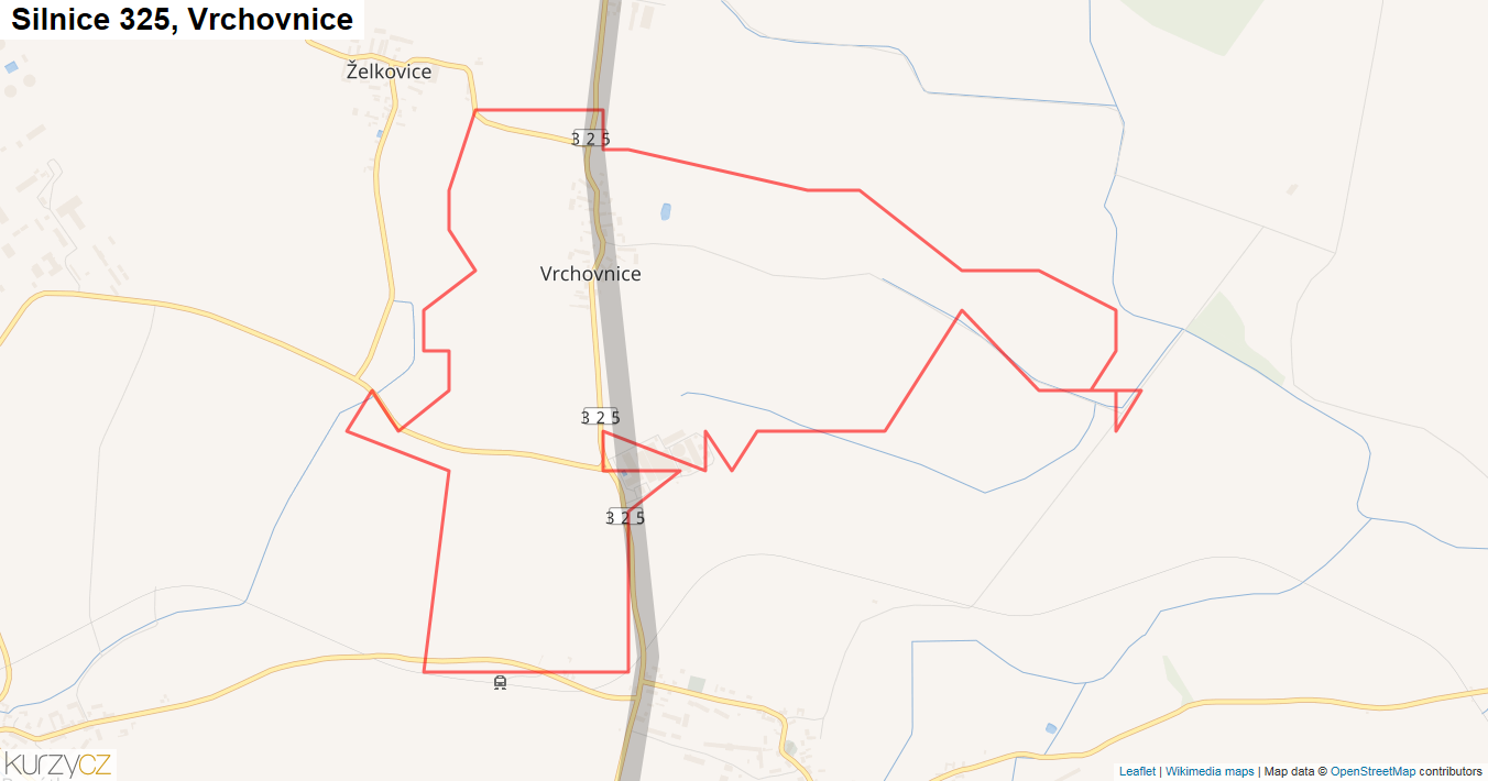 Vrchovnice, Silnice 325 - Mapa