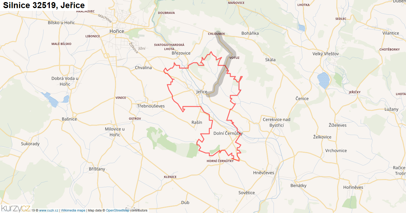 Jeřice, Silnice 32519 - Mapa