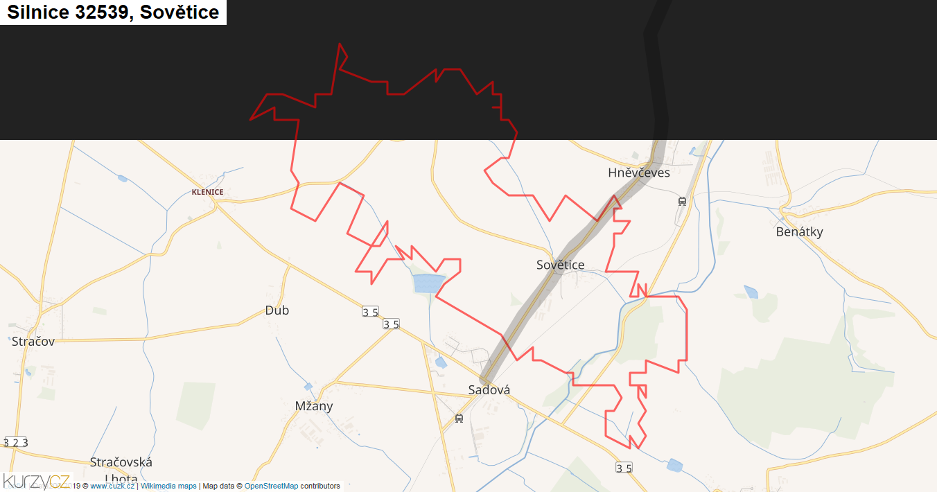 Sovětice, Silnice 32539 - Mapa