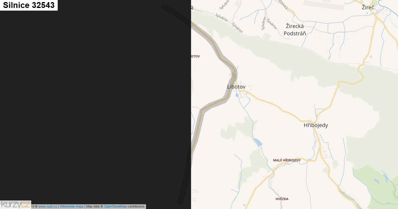 Silnice 32543 - mapa Silnice 32543