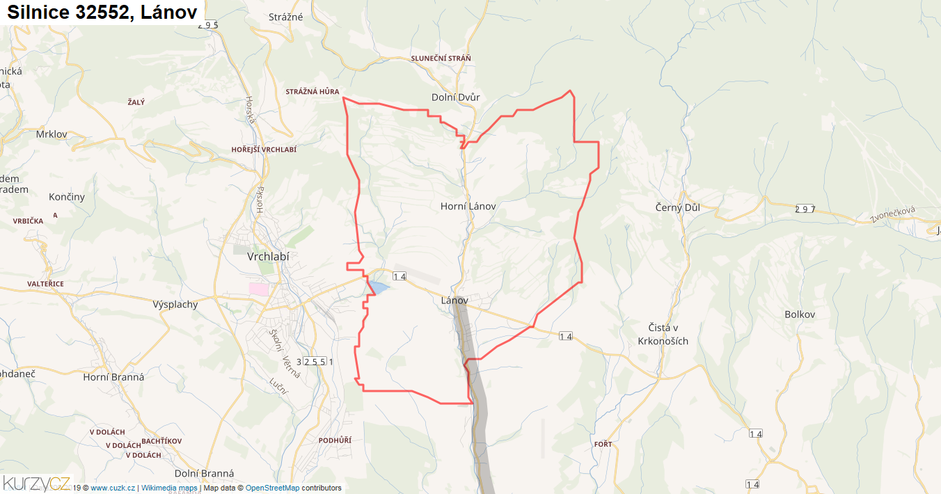 Lánov, Silnice 32552 - Mapa