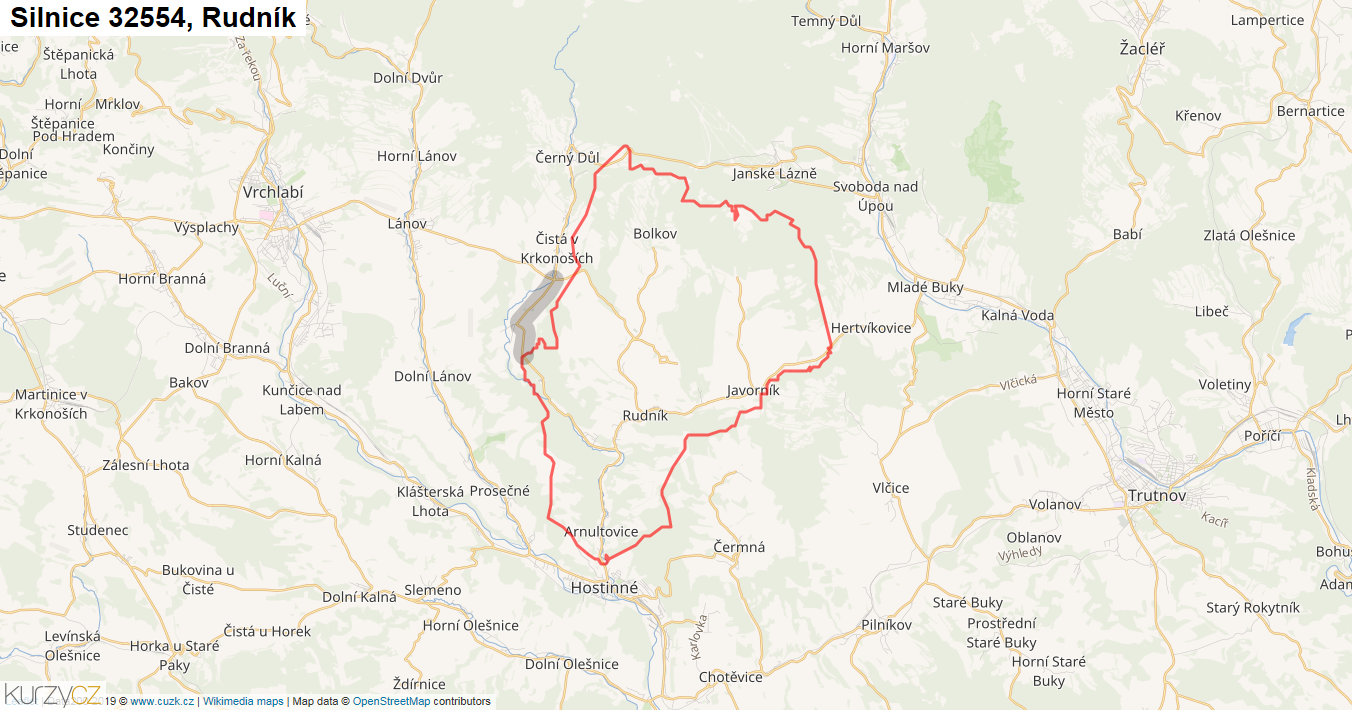 Rudník, Silnice 32554 - Mapa
