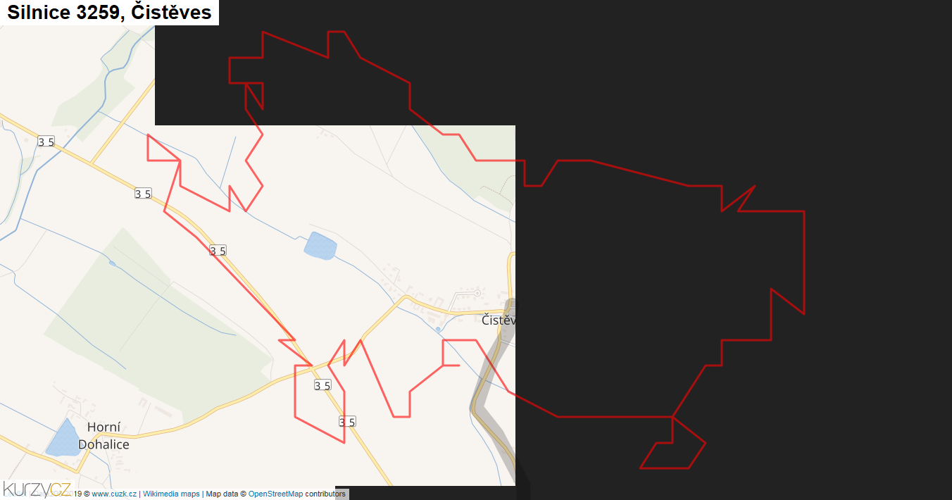 Čistěves, Silnice 3259 - Mapa