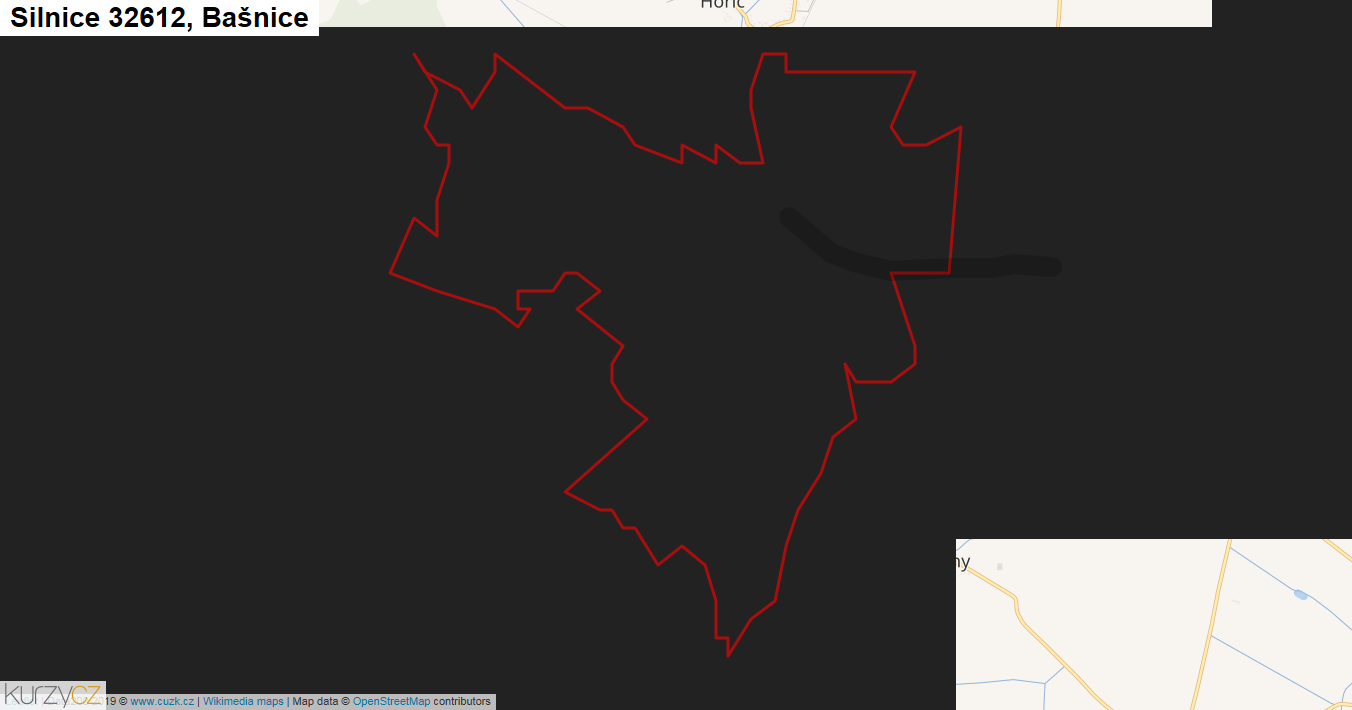 Bašnice, Silnice 32612 - Mapa