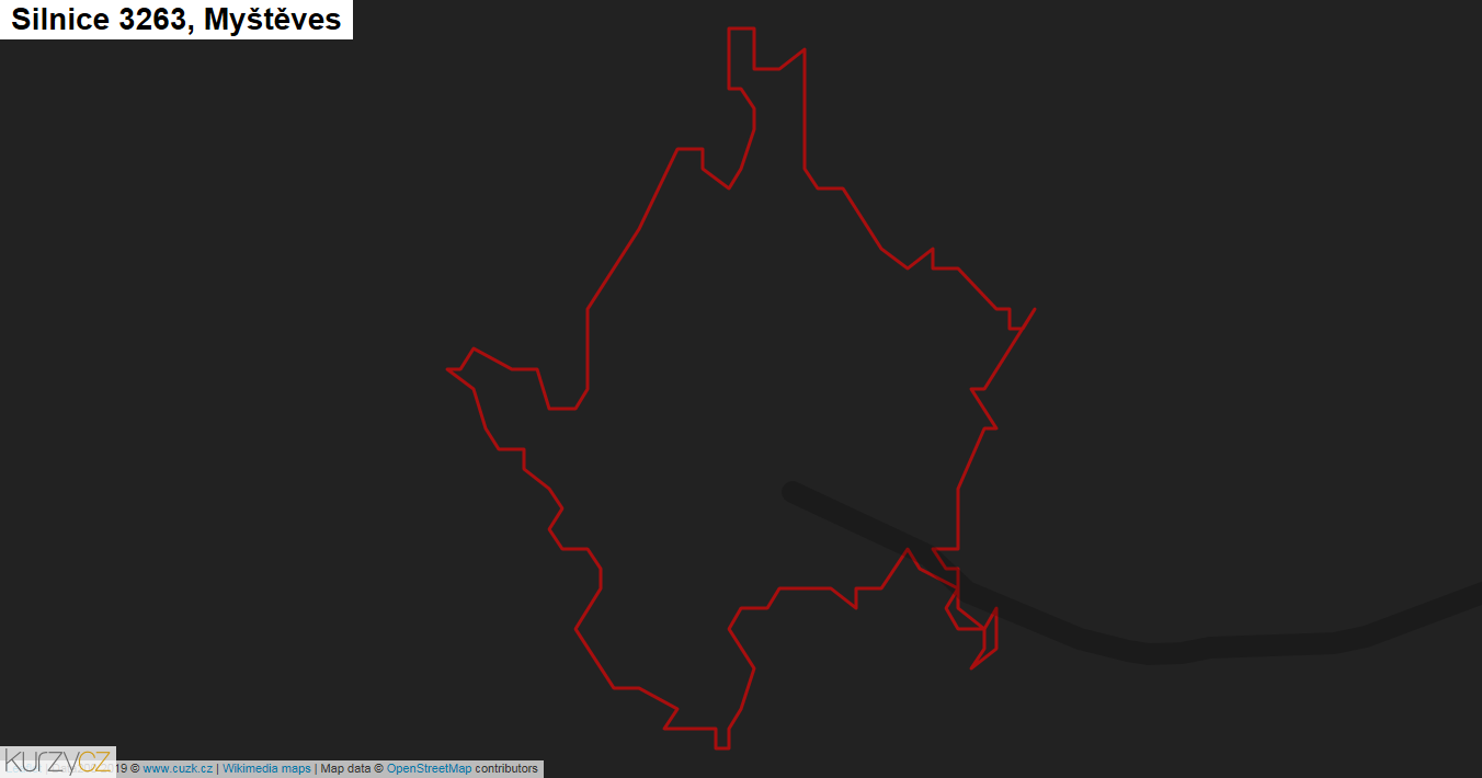 Myštěves, Silnice 3263 - Mapa