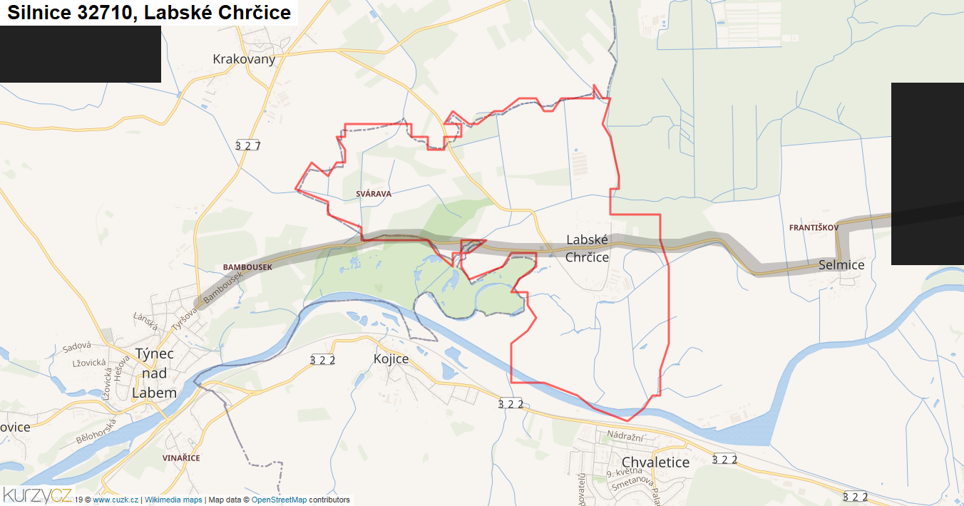 Labské Chrčice, Silnice 32710 - Mapa