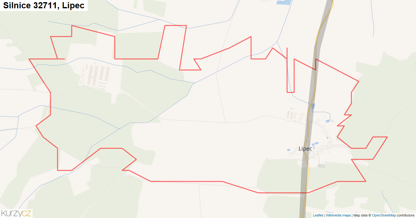 Lipec, Silnice 32711 - Mapa