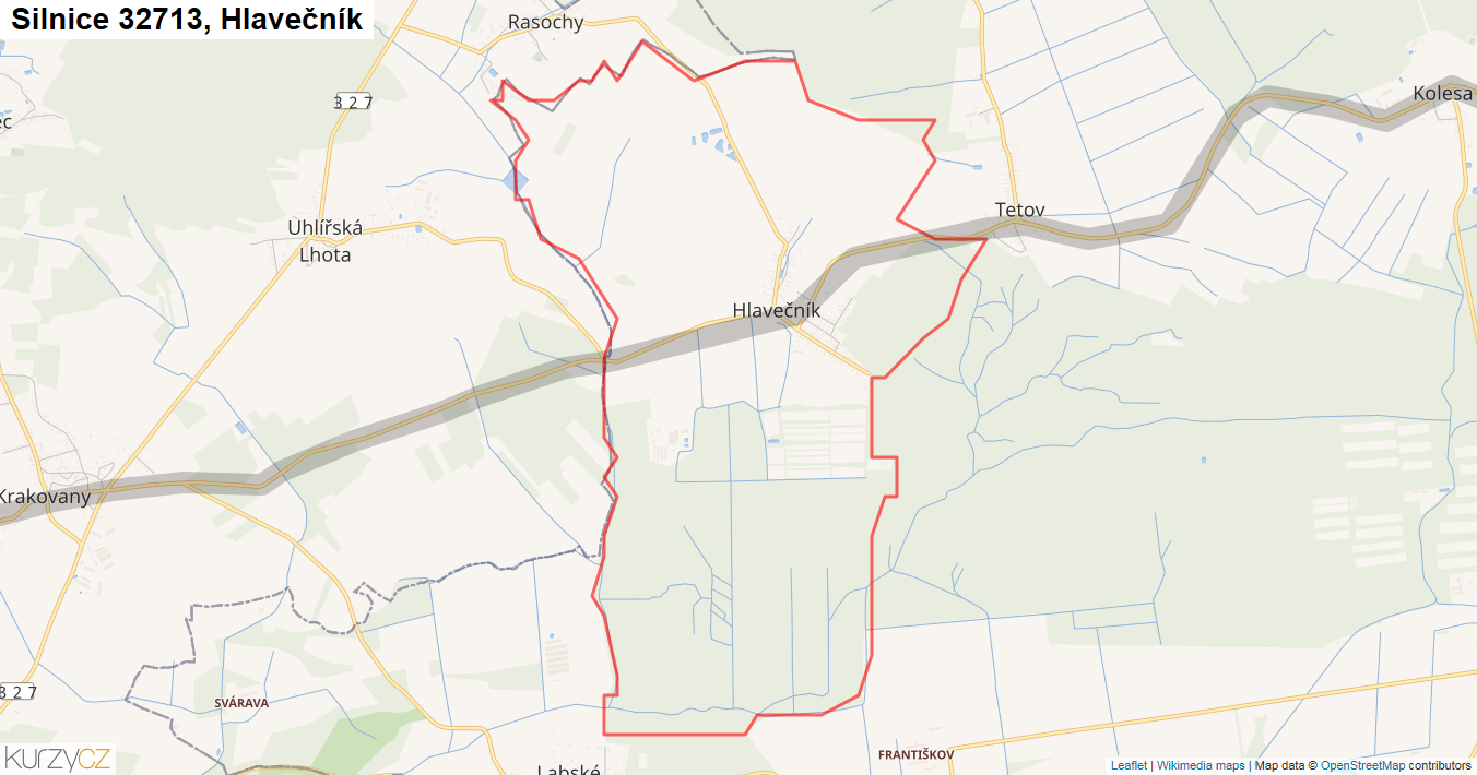 Hlavečník, Silnice 32713 - Mapa