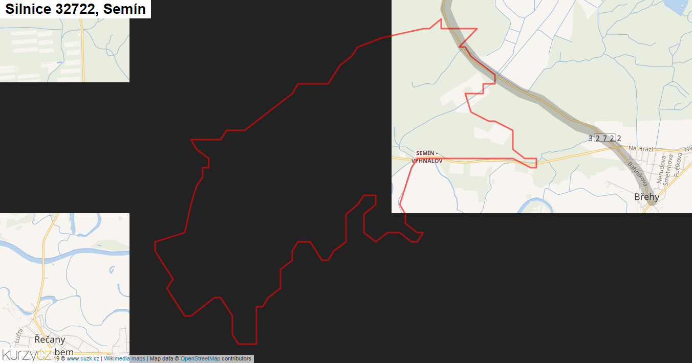 Semín, Silnice 32722 - Mapa