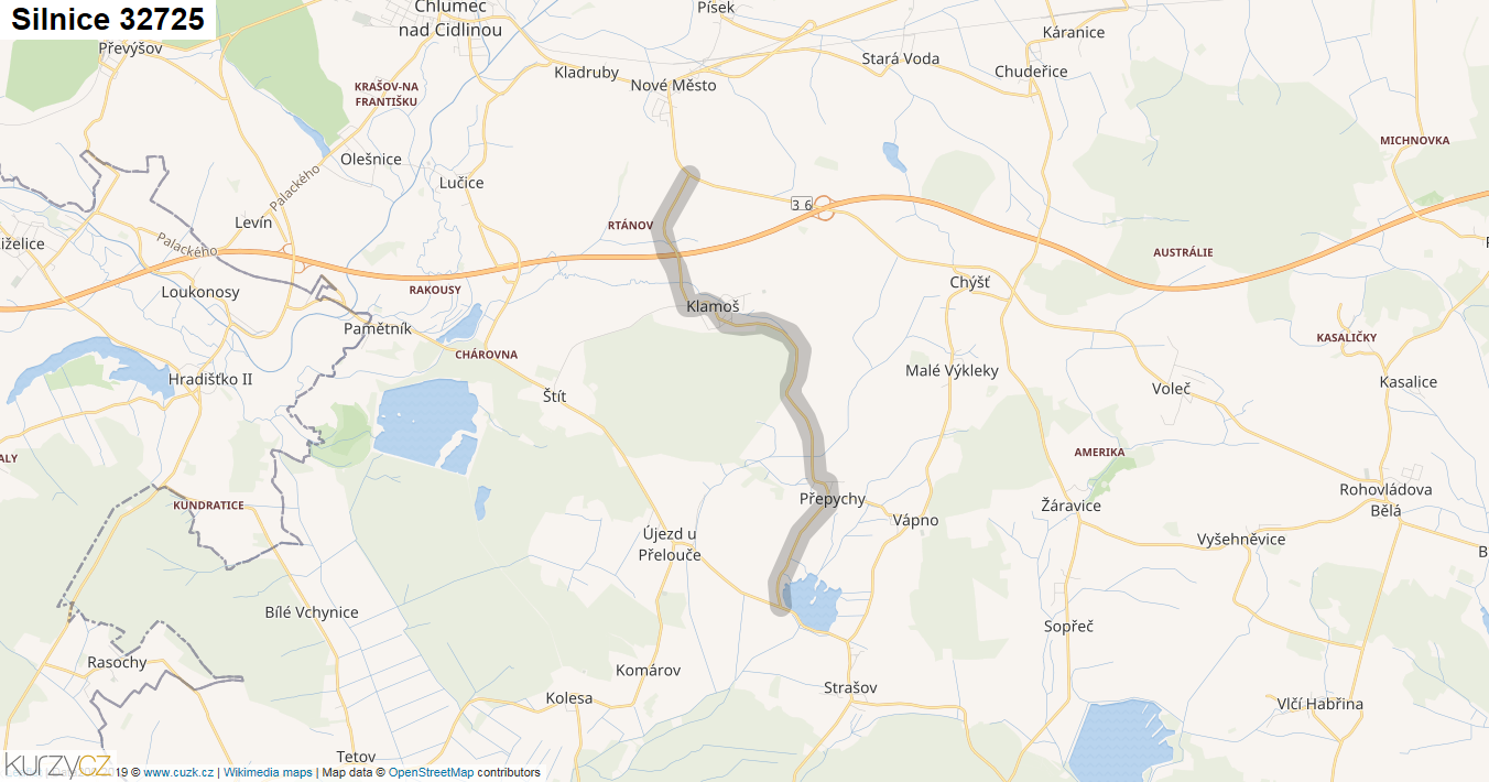 Silnice 32725 - mapa Silnice 32725