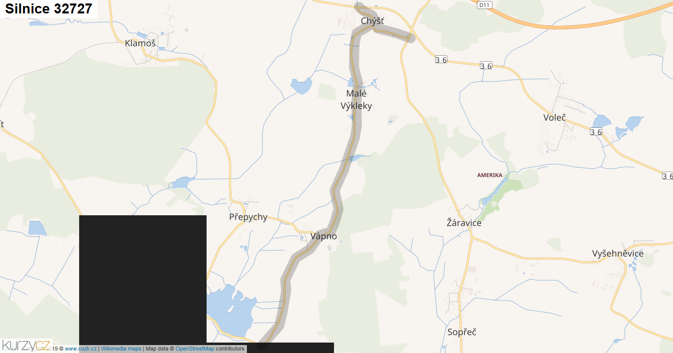 Silnice 32727 - mapa Silnice 32727