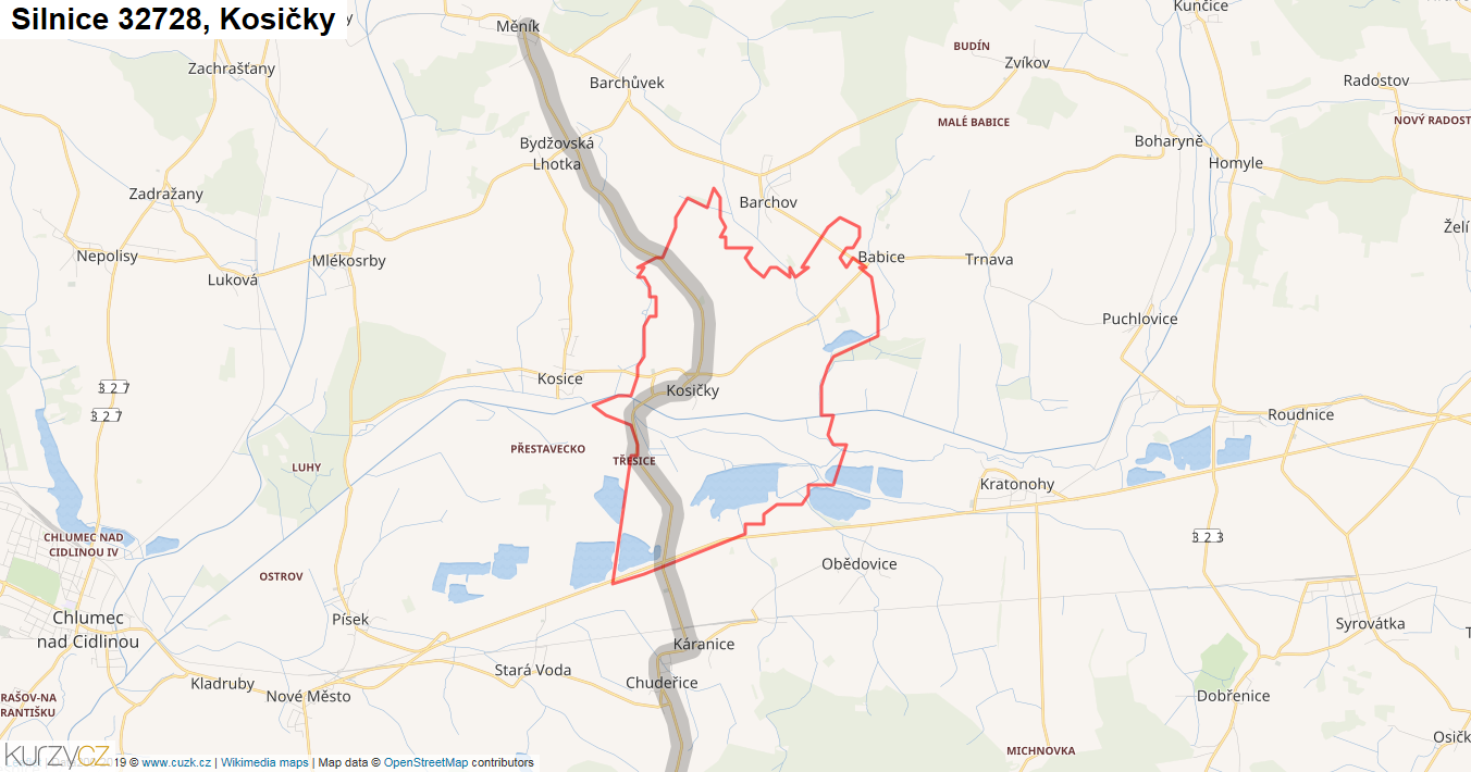 Kosičky, Silnice 32728 - Mapa