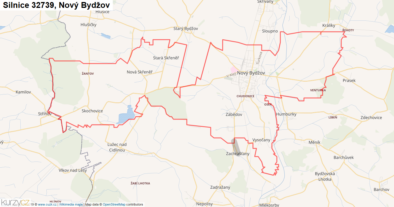 Nový Bydžov, Silnice 32739 - Mapa