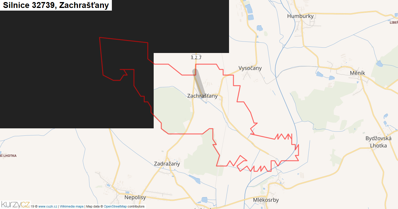 Zachrašťany, Silnice 32739 - Mapa