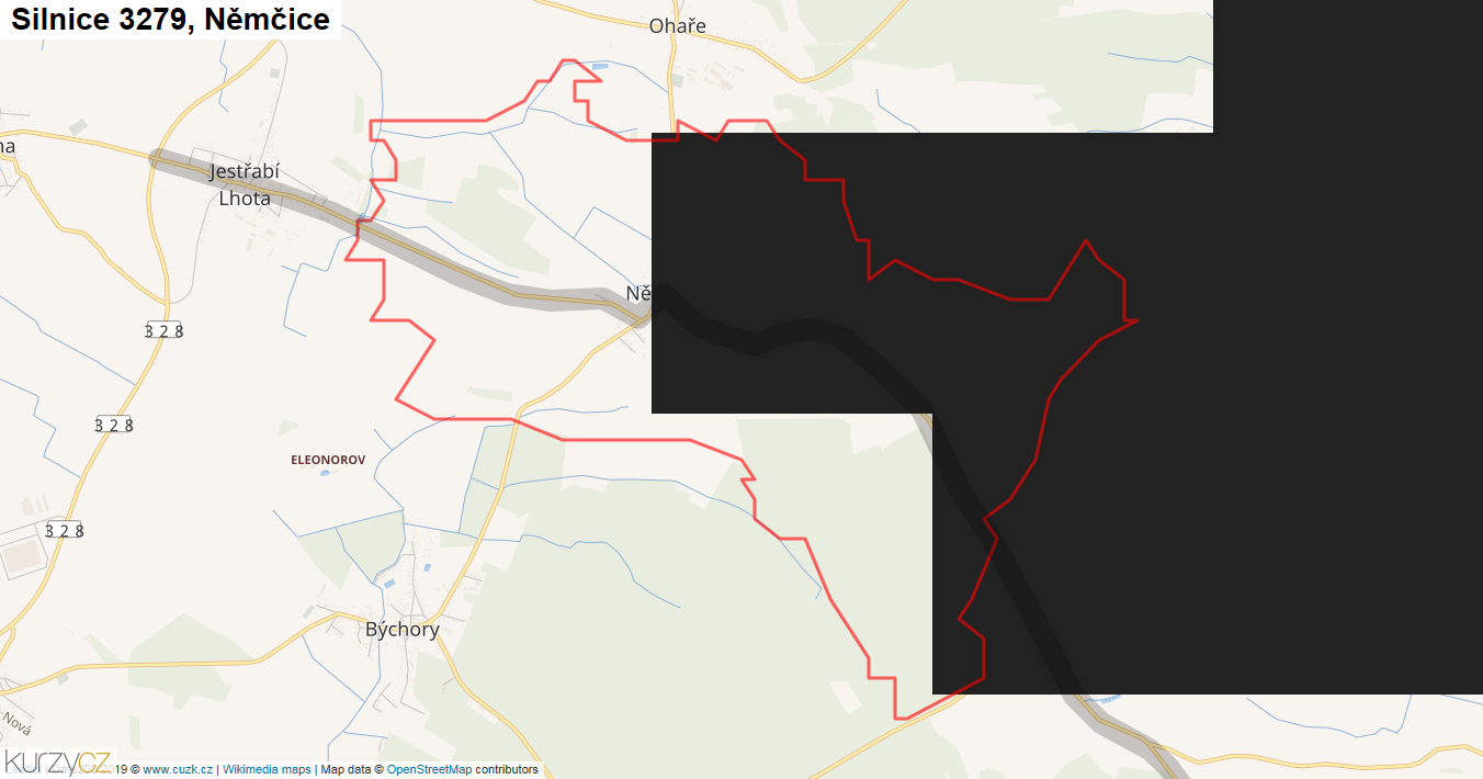 Němčice, Silnice 3279 - Mapa