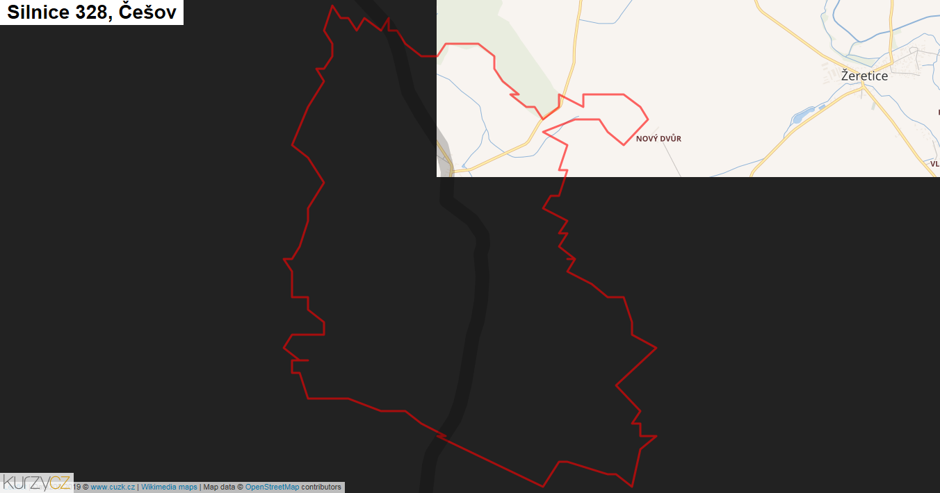 Češov, Silnice 328 - Mapa