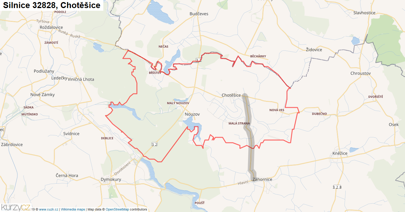 Chotěšice, Silnice 32828 - Mapa