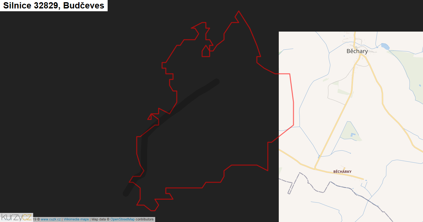 Budčeves, Silnice 32829 - Mapa