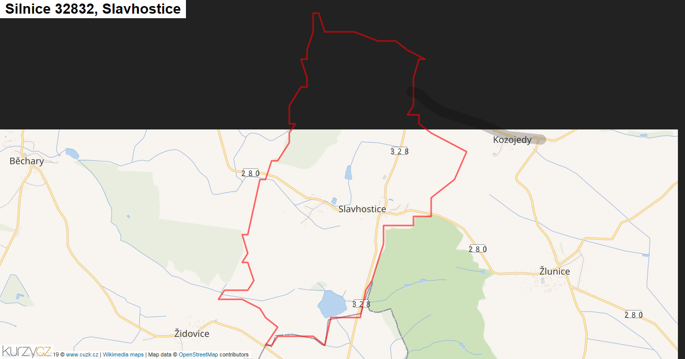 Slavhostice, Silnice 32832 - Mapa