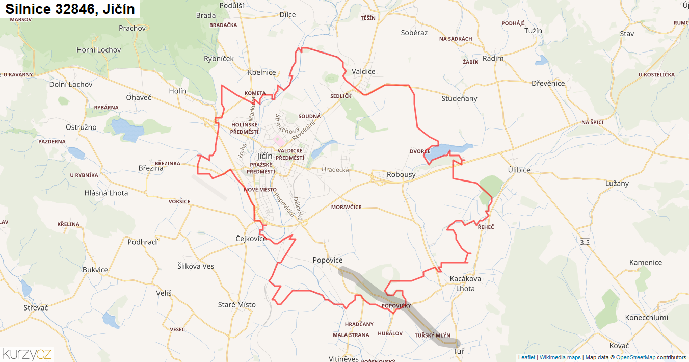 Jičín, Silnice 32846 - Mapa