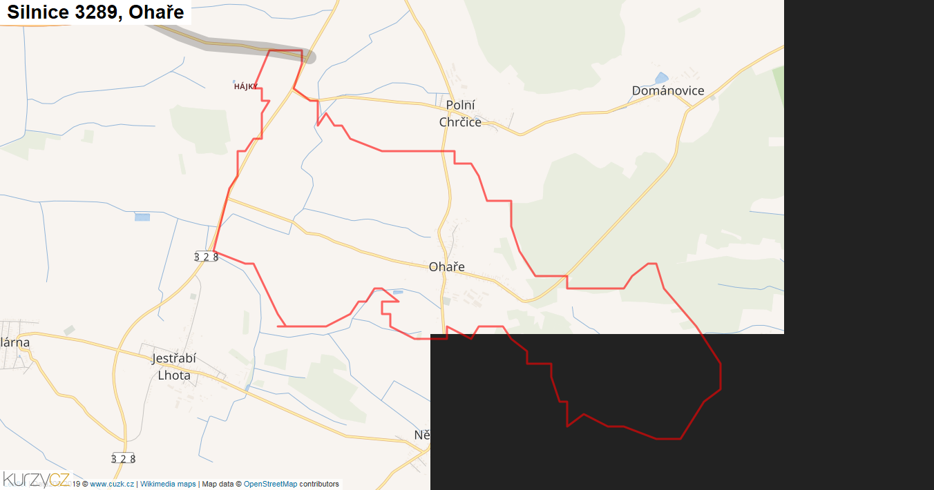 Ohaře, Silnice 3289 - Mapa