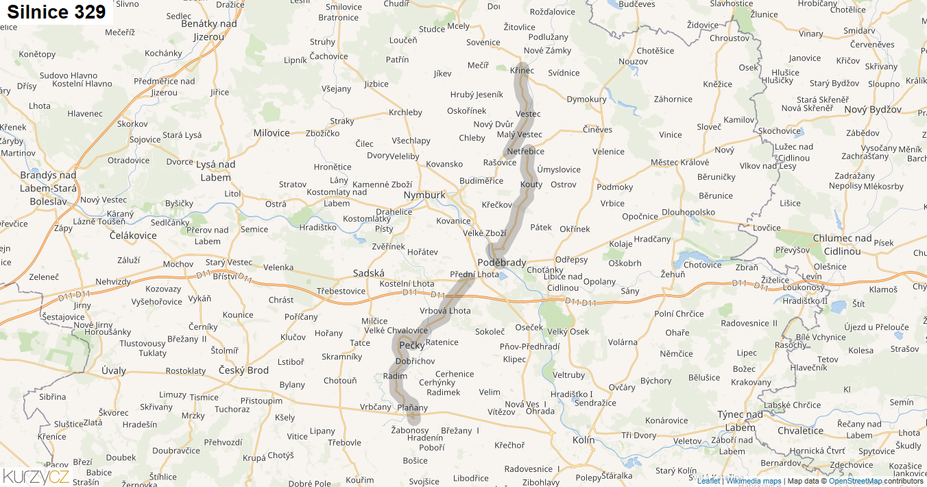 Silnice 329 - mapa Silnice 329