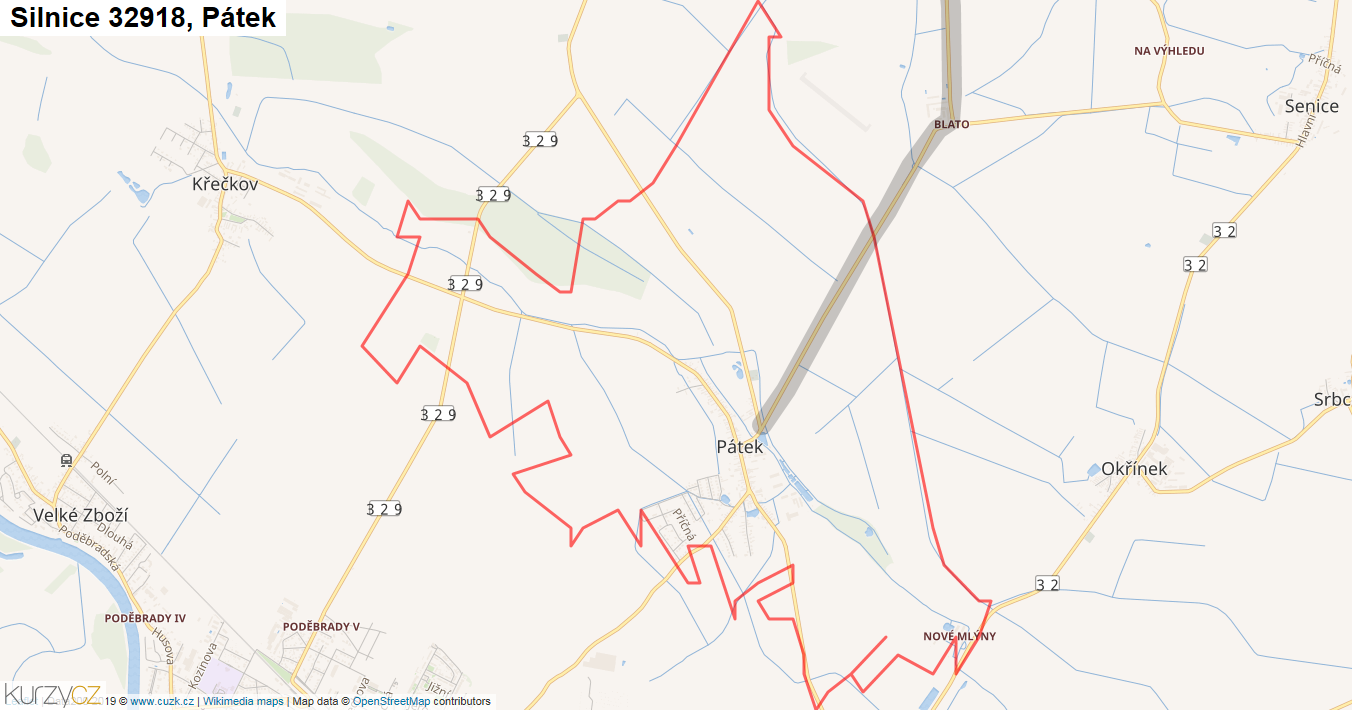 Pátek, Silnice 32918 - Mapa