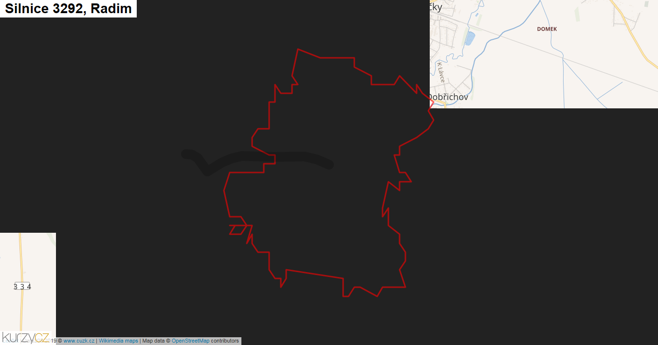 Radim, Silnice 3292 - Mapa