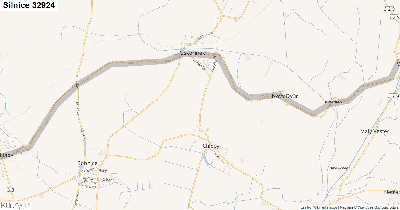 Silnice 32924 - mapa Silnice 32924