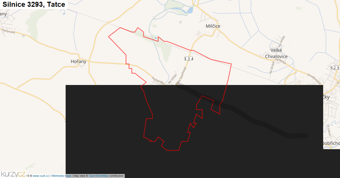 Tatce, Silnice 3293 - Mapa