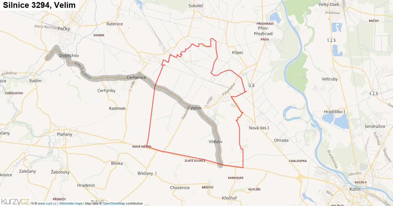 Velim, Silnice 3294 - Mapa