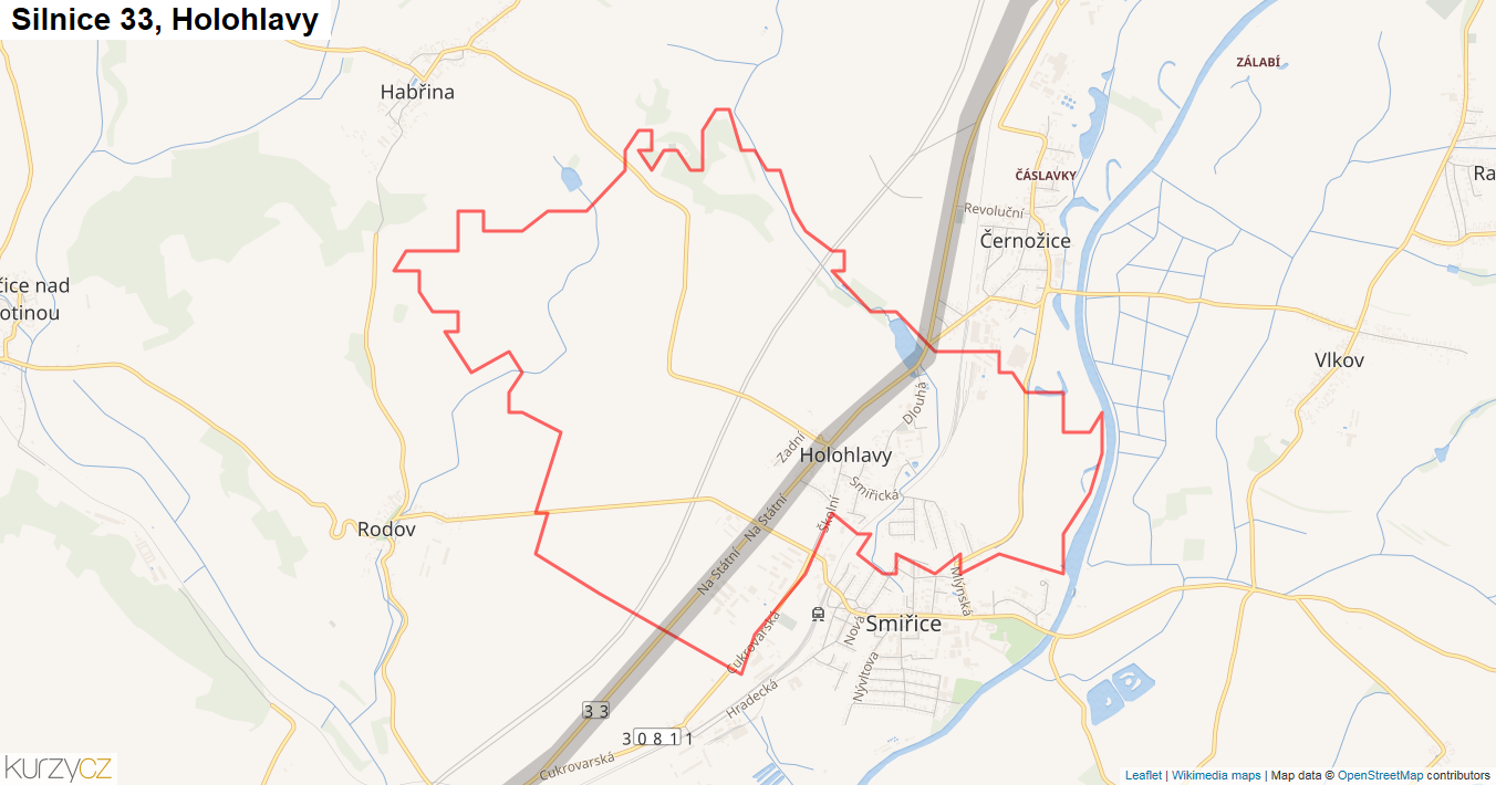 Holohlavy, Silnice 33 - Mapa