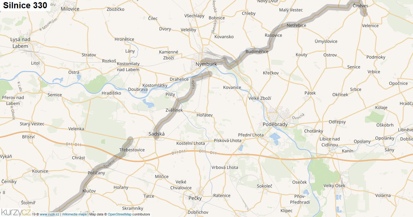 Silnice 330 - mapa Silnice 330