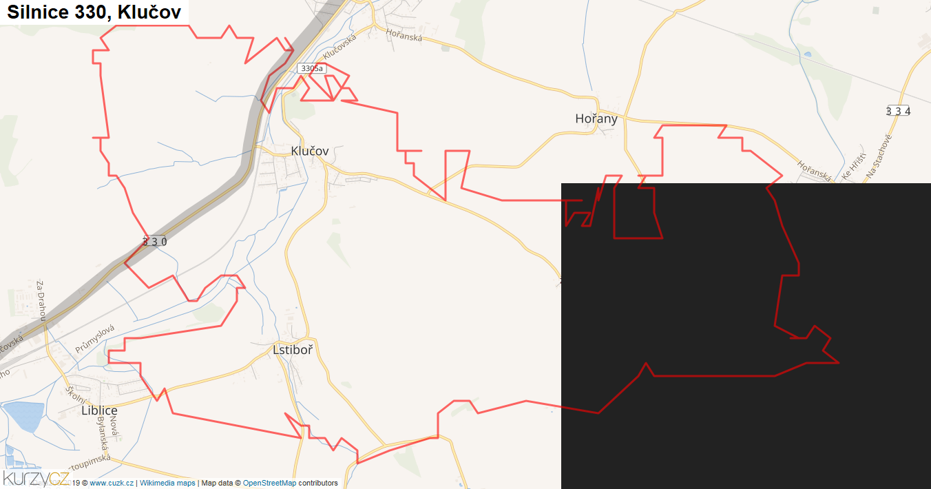 Klučov, Silnice 330 - Mapa