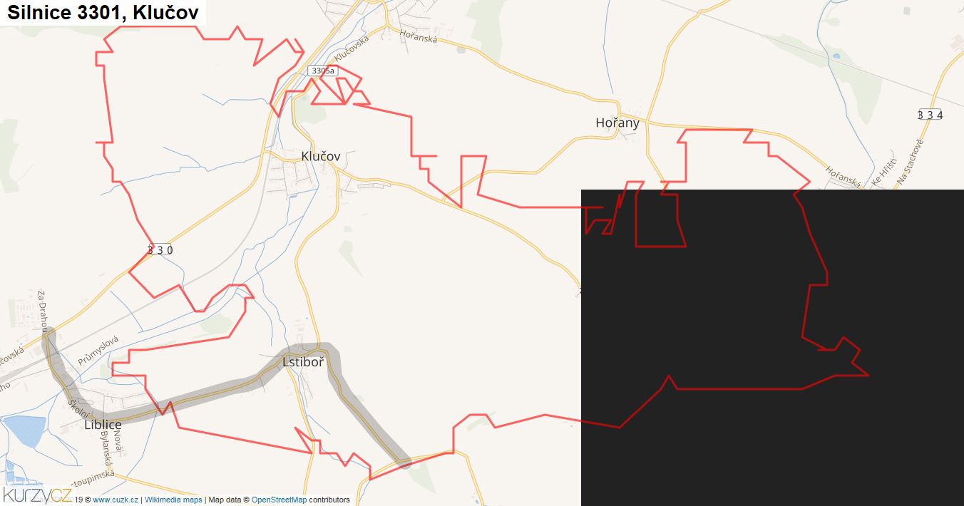Klučov, Silnice 3301 - Mapa