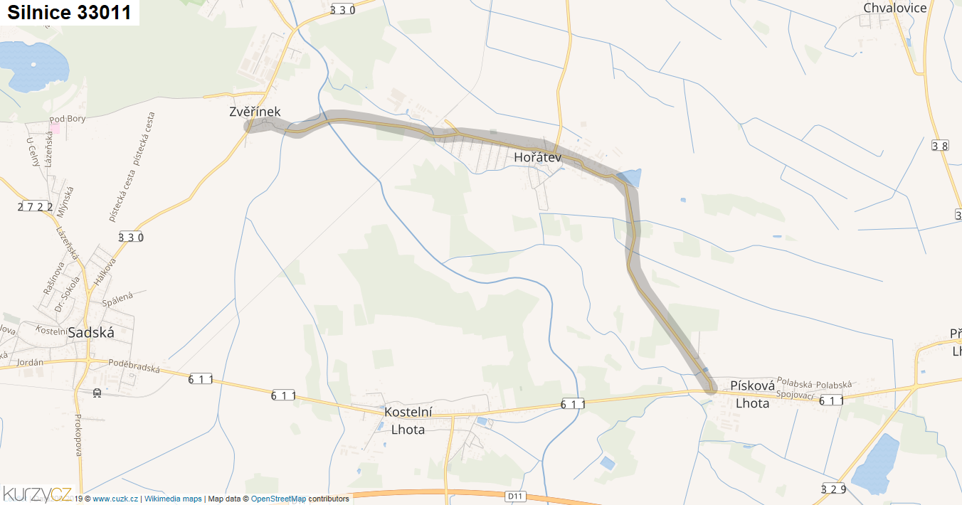 Silnice 33011 - mapa Silnice 33011