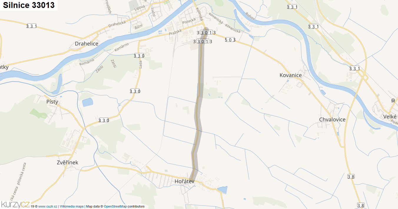 Silnice 33013 - mapa Silnice 33013