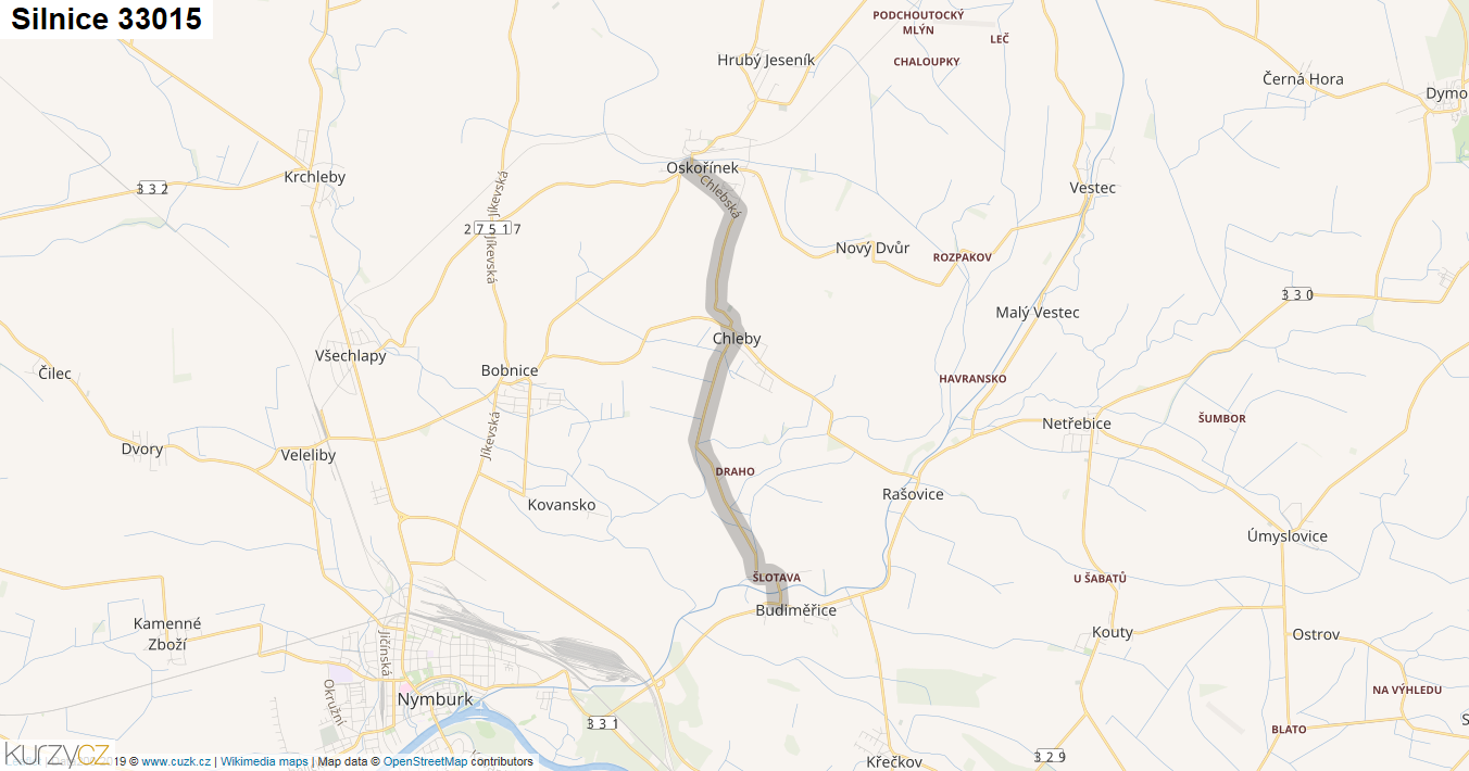 Silnice 33015 - mapa Silnice 33015